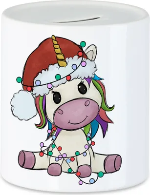 Produktbild von Weihnachts-Einhorn Spardose Geschenkidee Einhorn-Fans Unicorn Süßes Motiv für Weihnachten