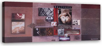 Produktbild von Leinwandbild collage aus alten fotos 120x40 cm Feeby beige wandbild bereit zum aufhängen
