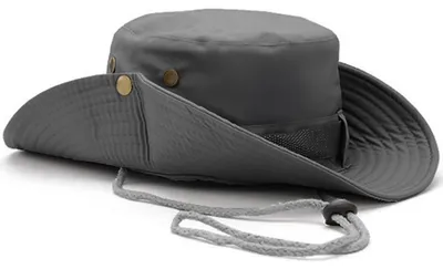 Productafbeelding van Zonnehoed, bushhoed, booniehoed, voor heren en dames, met brede rand, UV-bescherming, one size. Kleur: grijs