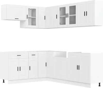 Produktbild von 11-tlg. Küchenschrank-Set Porto Weiß Holzwerkstoff