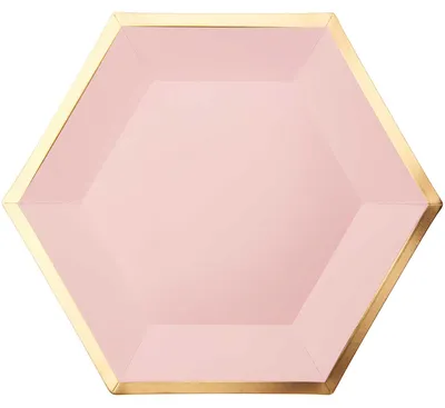 Immagine prodotto di Piatto di carta esagonale rosa-oro 27x23,5 cm 10 pezzi
