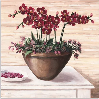 Produktbild von ARTland Wandbild Alu für Innen & Outdoor Orchideen in Bordeaux Größe: 30x30 cm
