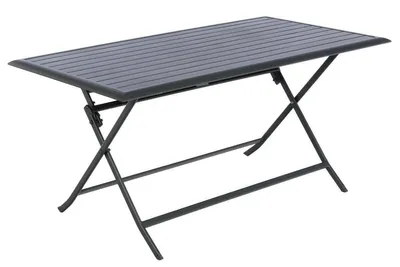A rectangular folding garden table on a white background.