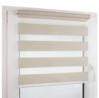 Produktbild von Deco4Me Doppelrollo Klemmfix ohne Bohren – Duo Rollo mit Kettenzug, lichtdurchlässig & blickdicht – 110 x 160 cm, Beige