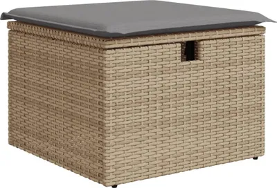 Obrázok produktu pre vidaXL Záhradná stolička s vankúšom béžová 55x55x37 cm Poly ratan