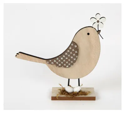 Produktbild von Holzaufsteller mit Vogel und Blumen 18 x 4 x 18 cm