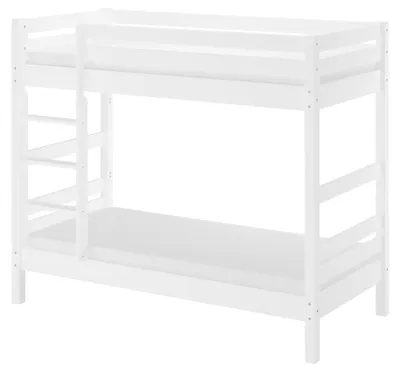 Produktbild von Etagenbett Massivholz Buche waschweiß 90x200 Stockbett mit wählbarem Zubehör V-60.17-09WRollrost und Matratze inkl.