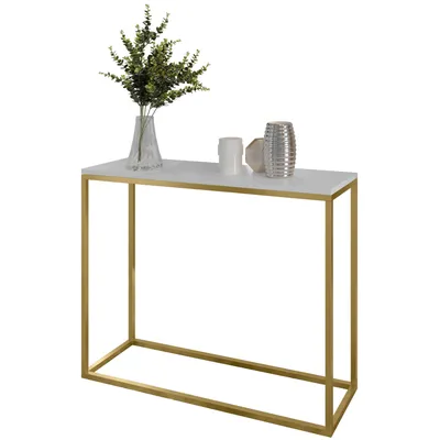 Produktbild von Furneo | Konsolentisch II - 80 cm - Weiß matt / Gold matt - Elegantes Design - Hochwertige Verarbeitung