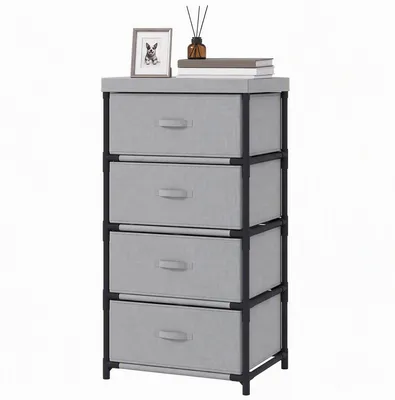 Produktbild von HOMCOM Kommode mit 4 Schubladen, 42 x 32 x 80 cm, Grau/Schwarz