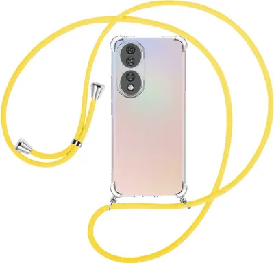 Produktbild von Handykette Backcover-Schutzhülle mit Band (Metall silberfarben) für Honor 90 5G (REA-AN00, 6.7'') - gelb