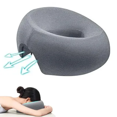 Productafbeelding van Gezichtskussen voor massage – Massagekussen – Gezichtskussen van traagschuim – Hoofdsteun met gezichtsopening – U-vormig – voor massagetafel en schoonheidsbehandelingen