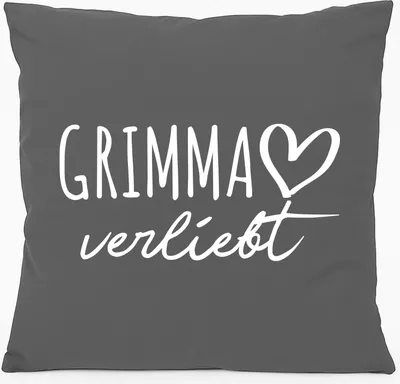 Produktbild von Huuraa Kissen Grimma verliebt 40x40cm mit Füllung Steel Grey Baumwolle Dekokissen Geschenkidee