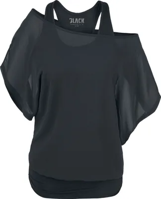 Produktbild von Black Premium by EMP Damen schwarzes T-Shirt mit Fledermausärmeln S