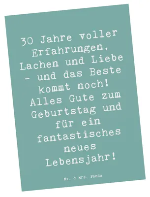Produktbild von Mr. & Mrs. Panda Postkarte Spruch 30. Geburtstag - Meeresbrise - Geschenk, Happy Birthday, feiern, Postkarten, Ansichtskarten, Ansichtskarte, Alter, inspirierend, Familie