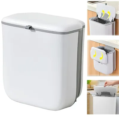 Produktbild von Hängekomposteimer für die Küche, Mülleimer zur Wandmontage, 9-Liter-Aufbewahrungsbehälter für Küchenabfälle, faltbar mit Deckel, Camping-Mülleimer 28L