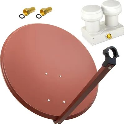 Produktbild von PremiumX SAT Anlage 80cm Antenne Ziegelrot Single Monoblock WE 2x F-Stecker