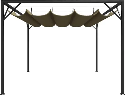 Image de vidaXL Pavillon de jardin avec toit extensible 3x3 m taupe 180 g/m