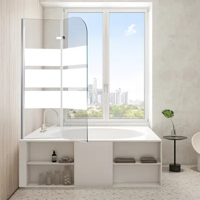 Immagine prodotto di Jopassy schermo pieghevole vasca da bagno attacco doccia 180° ESG NANO Easy Clean vetro 2 pezzi pieghevole 100*140CM bianco