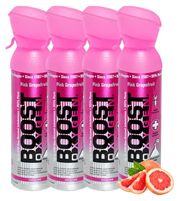 Obrázek produktu pro Boost Oxygen doplňkový kyslík v plechovce Růžový Grapefruit, střední, 4x5L
