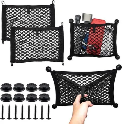 Produktbild von Famanu Aufbewahrungsnetz Set von 2 elastischen Netztaschen 36,5 x 25 cm mit Schraubbefestigung