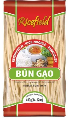 Produktbild von RICEFIELD Reisnudeln Vermicelli | Bun gao | Stärke 2mm 1x400g