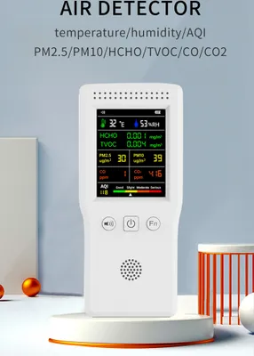 Produktbild von Handheld Portable Luftqualität Detektor 9 in 1 Temperatur Feuchtigkeit PM2.5 PM10 HCHO TVOC CO CO2 AQI Multifunktionale Luftqualität Detektor LCD-Farbdisplay mit Hintergrundbeleuchtung