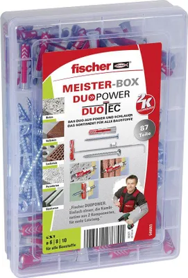 Immagine prodotto di fischer 540093 fischer Meister-Box - DuoPower/DuoTec + S 2K 540093 Dübel- und Schrauben-Sortiment, 87 St.