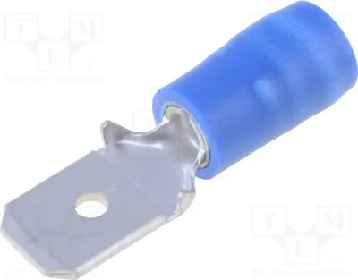 Image de Connecteur plat : 0,8 mm d'épaisseur, connecteur mâle 6,3 mm, section de câble 2 mm², raccord à sertir TMDV 630820-M, isolé