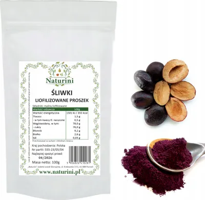 Zdjęcie produktu dla Śliwki Liofilizowane W Proszku Doypack Naturini Pyszne 100G