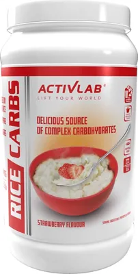 Produktbild von Activlab Rice Carbs 1000g, Instant Reispudding Rice Reiscreme Sportnahrung - Erdbeere
