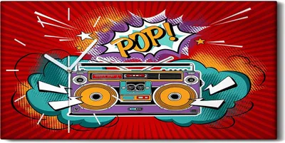 Produktbild von Wanduhr Uhr Wandbild Leinwand Geräuschlos 60x30 Pop Kunst Boombox Radio im Stil - weiße Hände