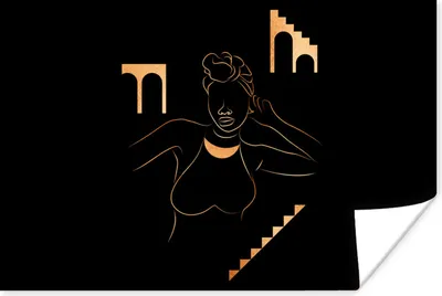 Produktbild von MuchoWow® Poster Frau - Gold - Strichzeichnung 90x60 cm - Schlafzimmer
