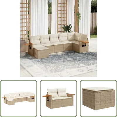 Produktbild von The Living Store 7-tlg. Garten-Sofagarnitur mit Kissen Beige Poly Rattan