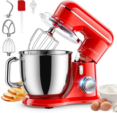 Küchenmaschine 4,5 l, 10 Gänge, Knethaken, Flachrührer, rot