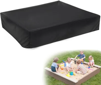Imagen del producto de Cubierta impermeable para arenero, fabricada en tela Oxford, de 150x150x20 cm, con cordón de ajuste, para uso en exteriores