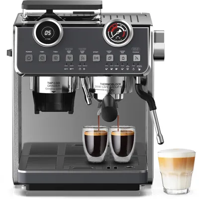 Zdjęcie produktu dla Ekspres do kawy – urządzenie do przygotowywania kawy – ekspres baristyczny – urządzenie do parzenia kawy – ekspres do espresso – ciśnienie 20 bar – moc 2800 W – wbudowany młynek do kawy