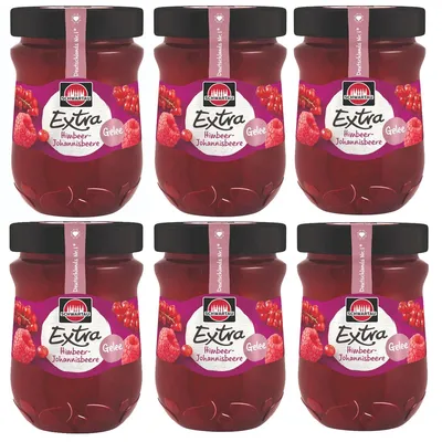 Image de Schwartau Extra Pâte à tartiner aux framboises et aux groseilles 340g, paquet de 6