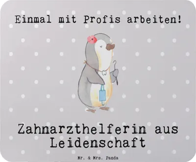 Produktbild von Mr. & Mrs. Panda Mauspad Zahnarzthelferin Leidenschaft - Grau Pastell - Geschenk, Mousepad, Mouse Pad, pc, laptop, mousematte
