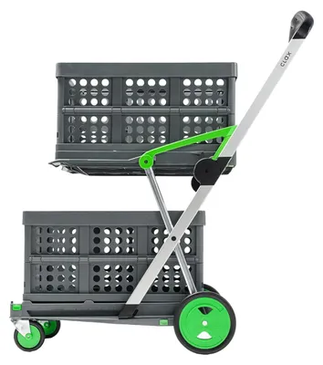 Image de Chariot de transport - Chariot de manutention - Chariot de chargement - Trolley - Chariot de courses - Pliable - Avec 2 boîtes pliables