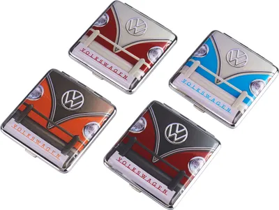 Produktbild von VW Zigarettenetui mit Feuerzeug - Zigarette Zigarettenbox Zigarettendose - Original Volkswagen Etui Bulli Samba Bus Typ 2 T1 Retro (Variante 5)