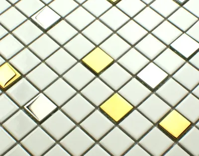 Immagine prodotto di Mosaico ceramico bianco argento, piastrella da rivestimento bianca, piastrella di mosaico bianca