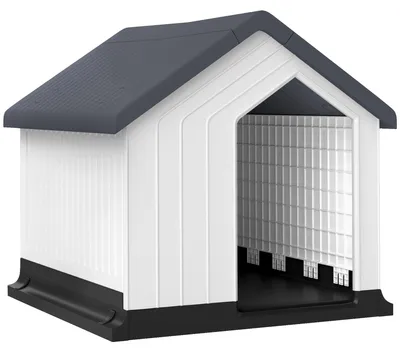 Produktbild von Hundehütte für außen - Hundehaus / Kleintierhaus - Wetterfest - Bitumendach - Mit Fenstern