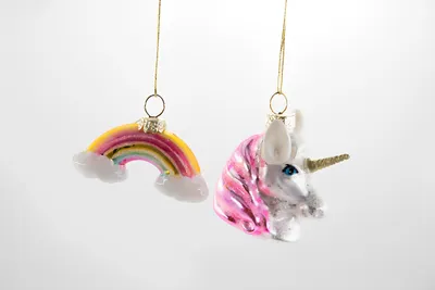 Produktbild von Sass & Belle Regenbogen Einhorn Set Weihnachtsschmuck Christbaumschmuck