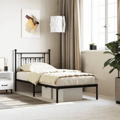 Image de Maison Exclusive - Sommier avec tête de lit en métal noir 80x200 cm
