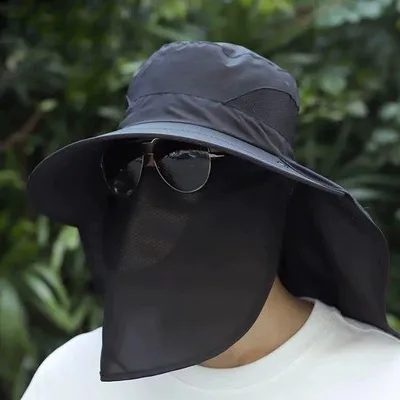 Produktbild von Sonnenschirm für Damen und Herren mit Nackenschutz, breitrandiger Sonnenschirm