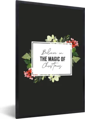 Produktbild von MuchoWow® Gerahmtes Poster Blumen - Weihnachten - Zitate 20x30 cm - Poster mit Schwarzem Bilderrahmen Wandposter Rahmen Foto Bilder - Drucken - Bilder Poster im Rahmen