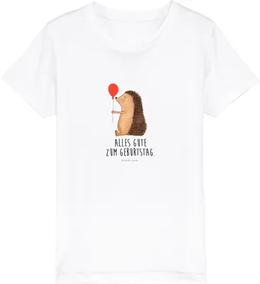 Produktbild von Mr. & Mrs. Panda Kleinkinder T-Shirt Igel Luftballon 12-14 Jahre (152/164) - Weiß - Geschenk, Happy Birthday, Geburtstag, Glückwunsch, Teenager, Kinder Baumwoll, Ballon