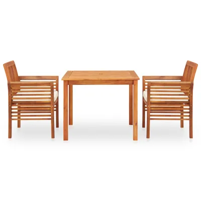 Immagine prodotto di set da pranzo da giardino 3 pezzi con cuscini in legno massiccio di acacia