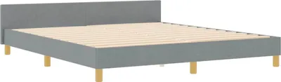 Image de vidaXL Cadre de lit avec tête de lit gris clair 180 x 200 cm Tissu