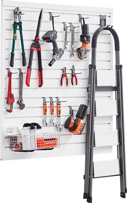 Obrázek produktu pro VEVOR stěna na nářadí 1230 x 1235 x 20 mm, garážový panel z PVC, bílý nástěnný organizér, 136 kg na kus, spojená konstrukce, vhodný pro skladování a prezentaci